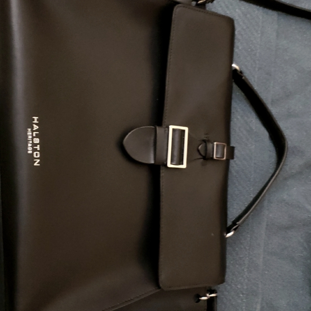 New Halston Heritage Black Leather Handbag